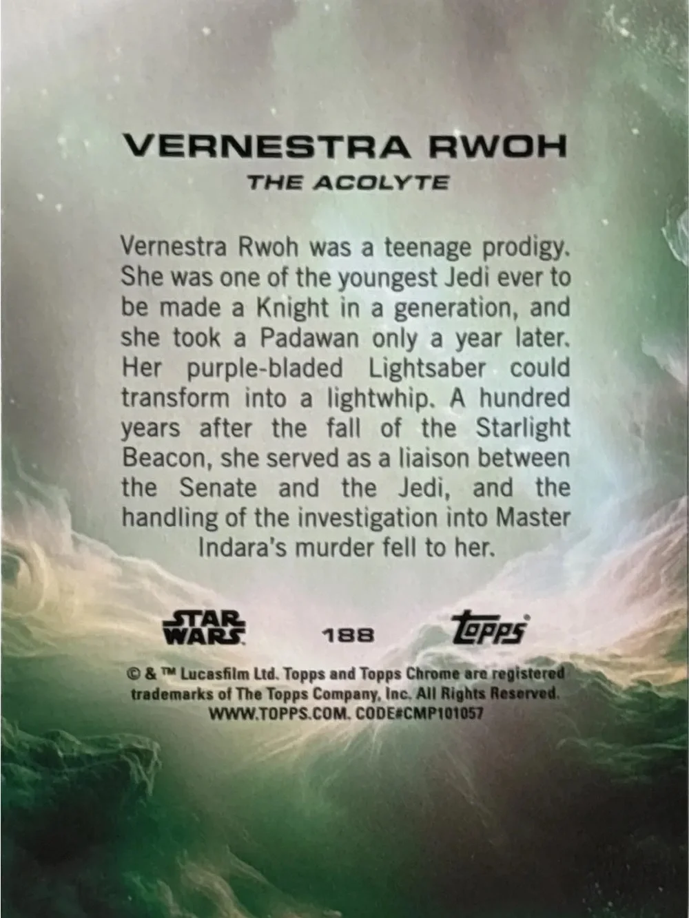 Topps Chrome Star Wars Vernestra Rwoh Trading Card